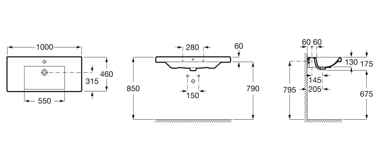 Раковина подвесная Roca The Gap 100х46, A3270MA000