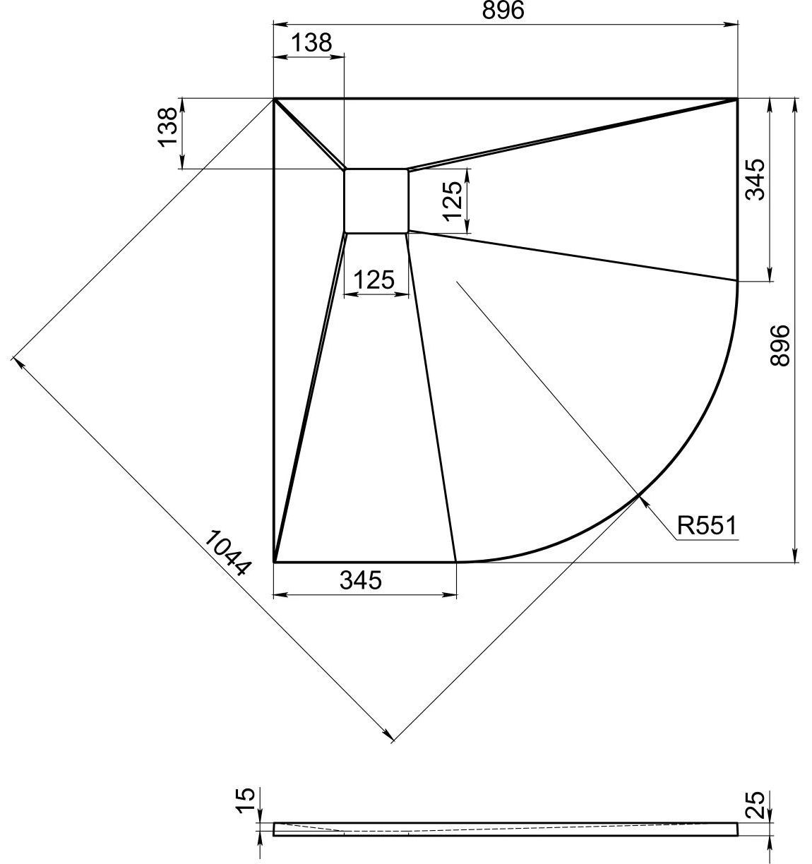 Мраморный душевой поддон Good Door Essentia R черный 90x90, ЛП00181