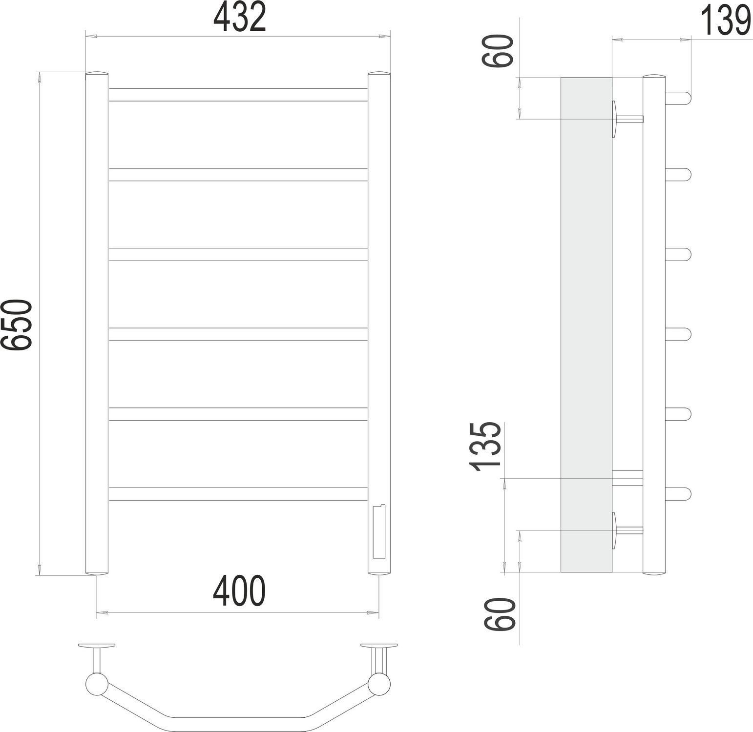 Электрический полотенцесушитель Terminus Виктория П6 40x65