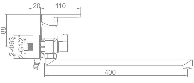 Смеситель для ванны Ledeme L2266