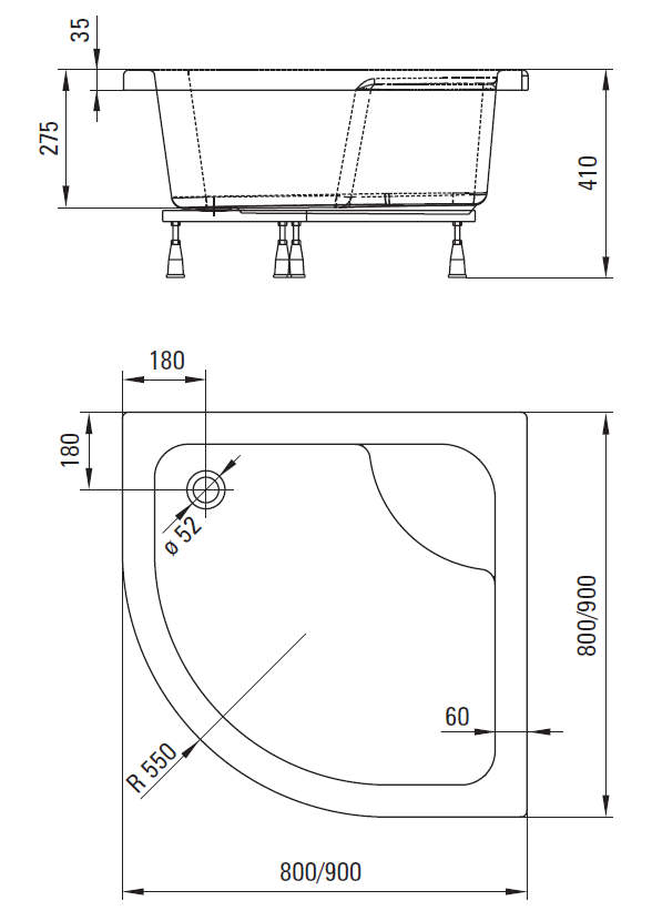 Поддон полукруглый Deante Deep