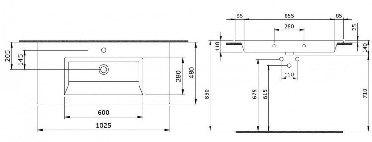 Умывальник Bocchi Milano 102x48, 1105-001-0126