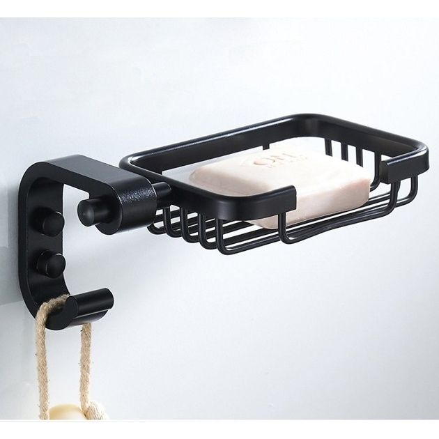 Металлическая мыльница настенная глубокая (черный) Ledeme L5502-1