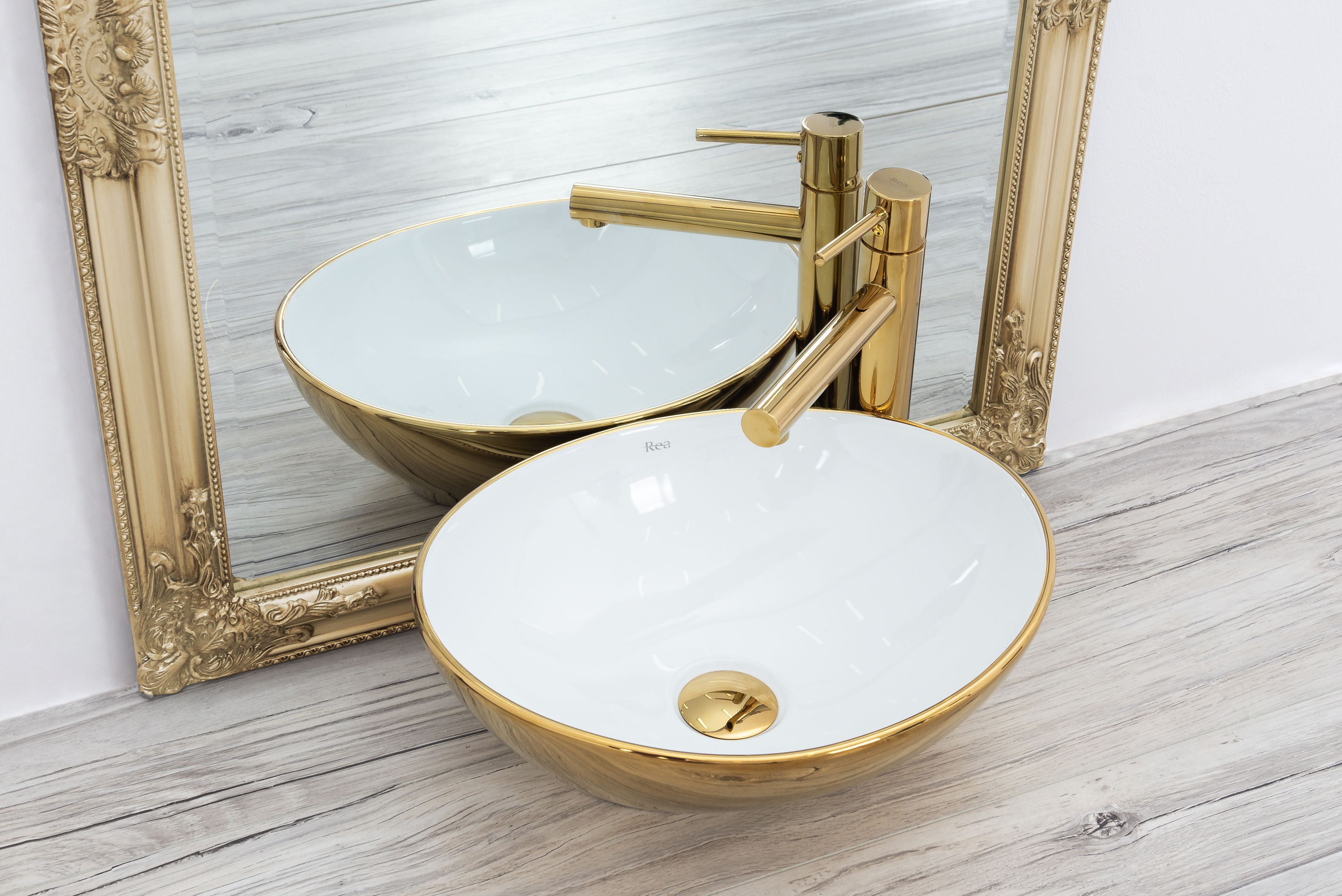 Умывальник Rea Sofia Gold/White 41x34.5, REA-U0456