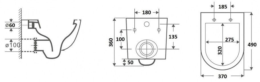 Унитаз подвесной безободковый Ceramalux, 2197MG