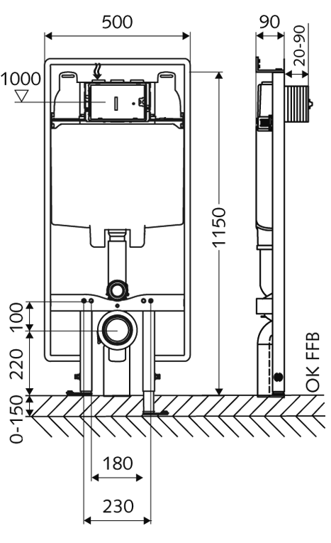 Инсталляция для унитаза Schell Montus C90, 030610099