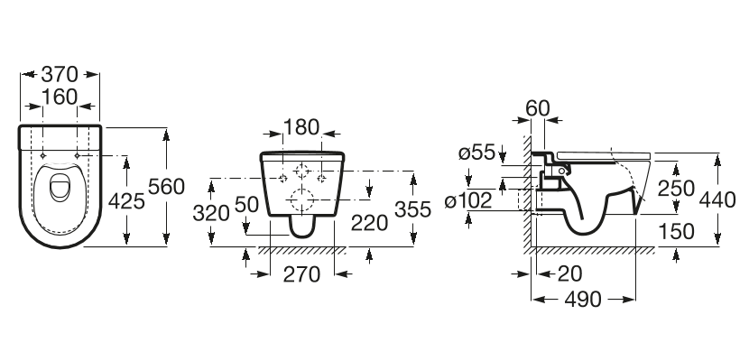 Унитаз подвесной Roca Inspira Round Rimless, A346527000