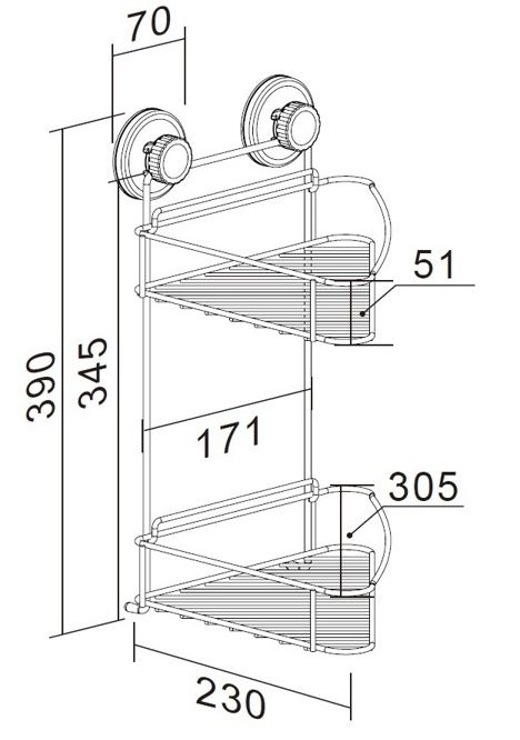 Полка угловая 2-х ярусная на присосках Ledeme L3728-2