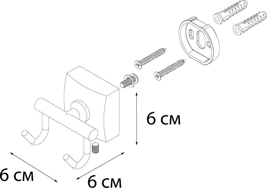 Крючок двойной Fixsen Kvadro, FX-61305B