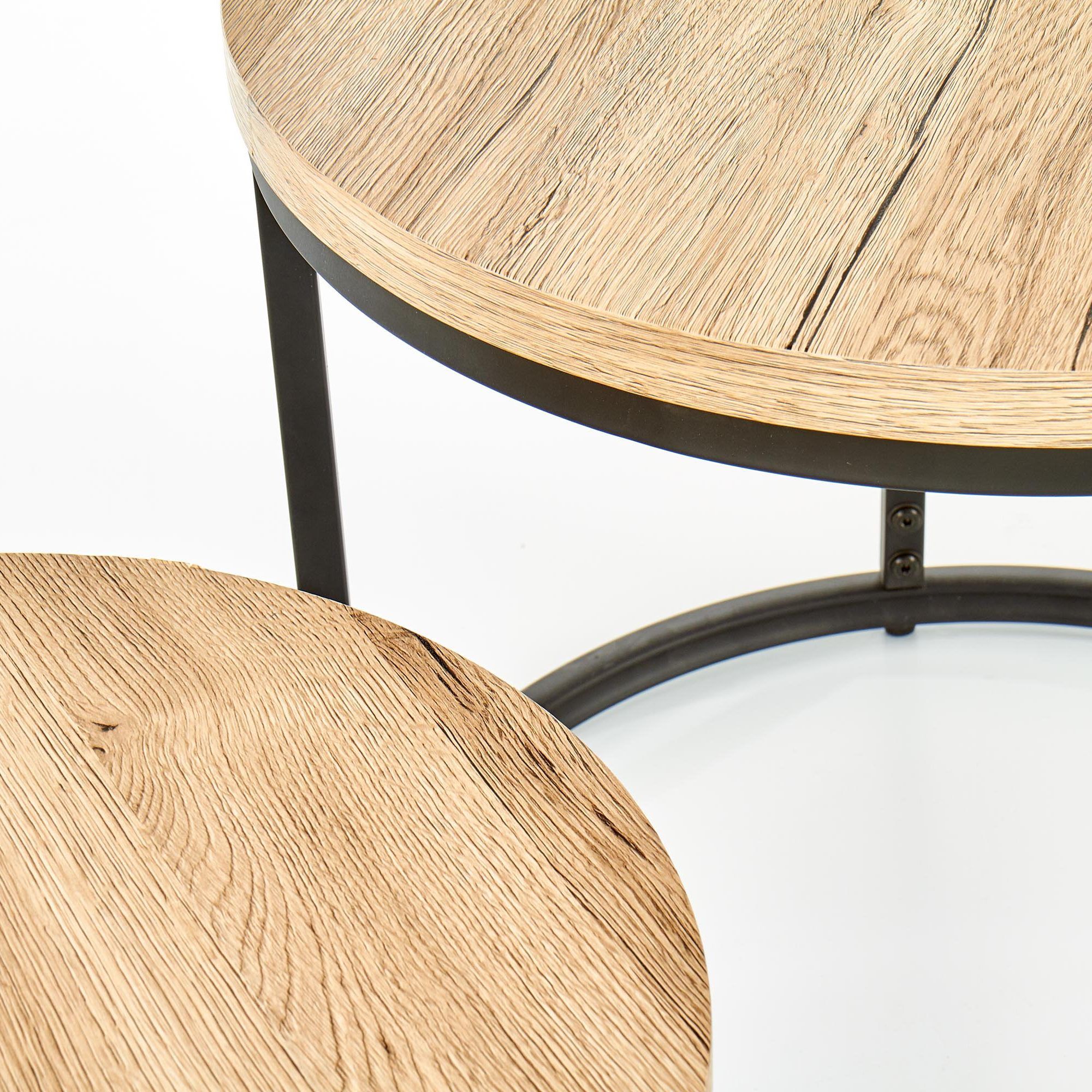 Комплект Halmar Oreo (2 стола журнальных) дуб сан ремо/черный, V-CH-OREO-LAW-DAB_SAN_REMO