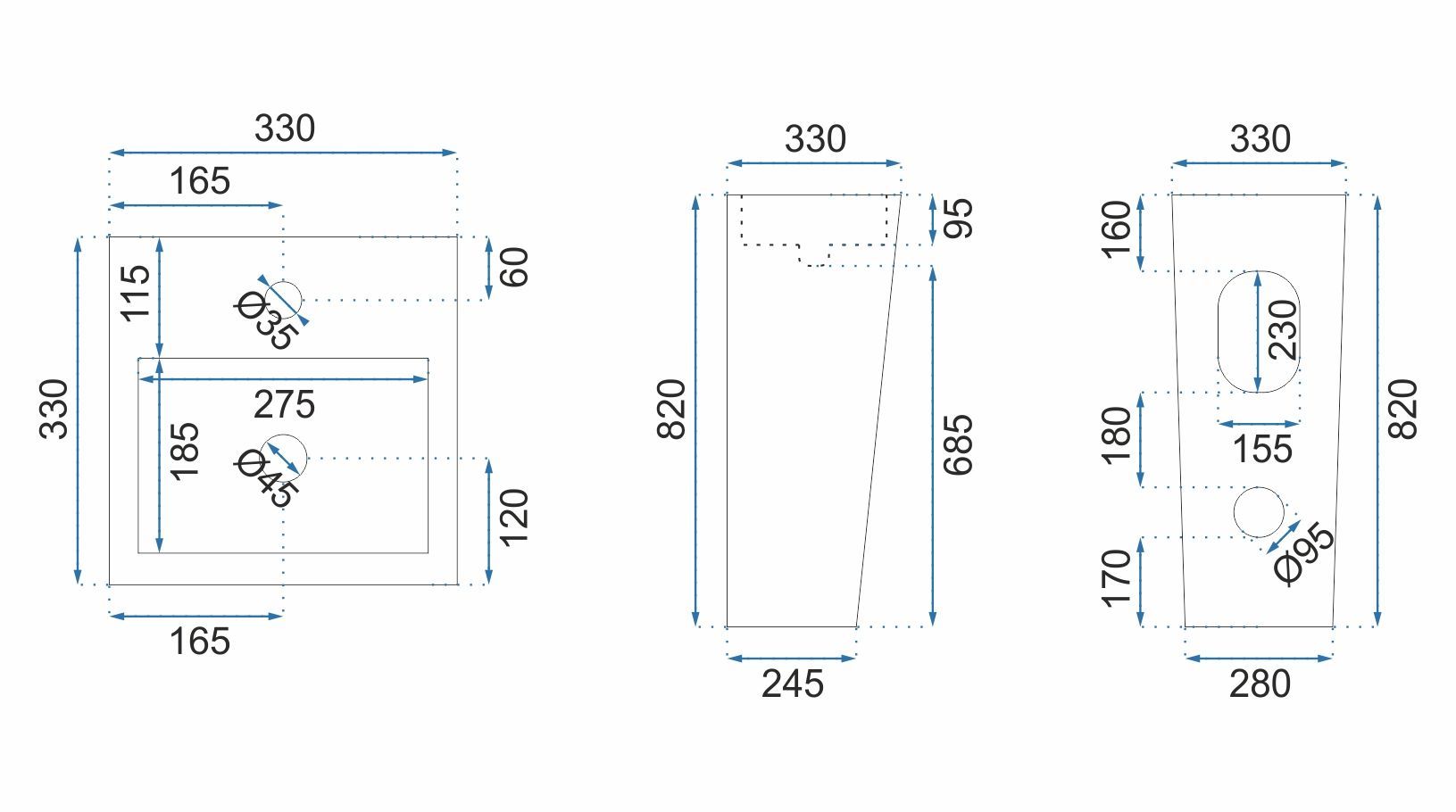 Умывальник Rea Kamila 32.5x32.5, REA-U5633