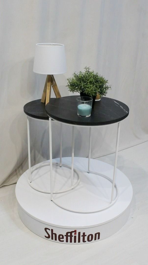 Столик журнальный Sheffilton SHT-CT7 камень пьетра черный/белый муар, 205146