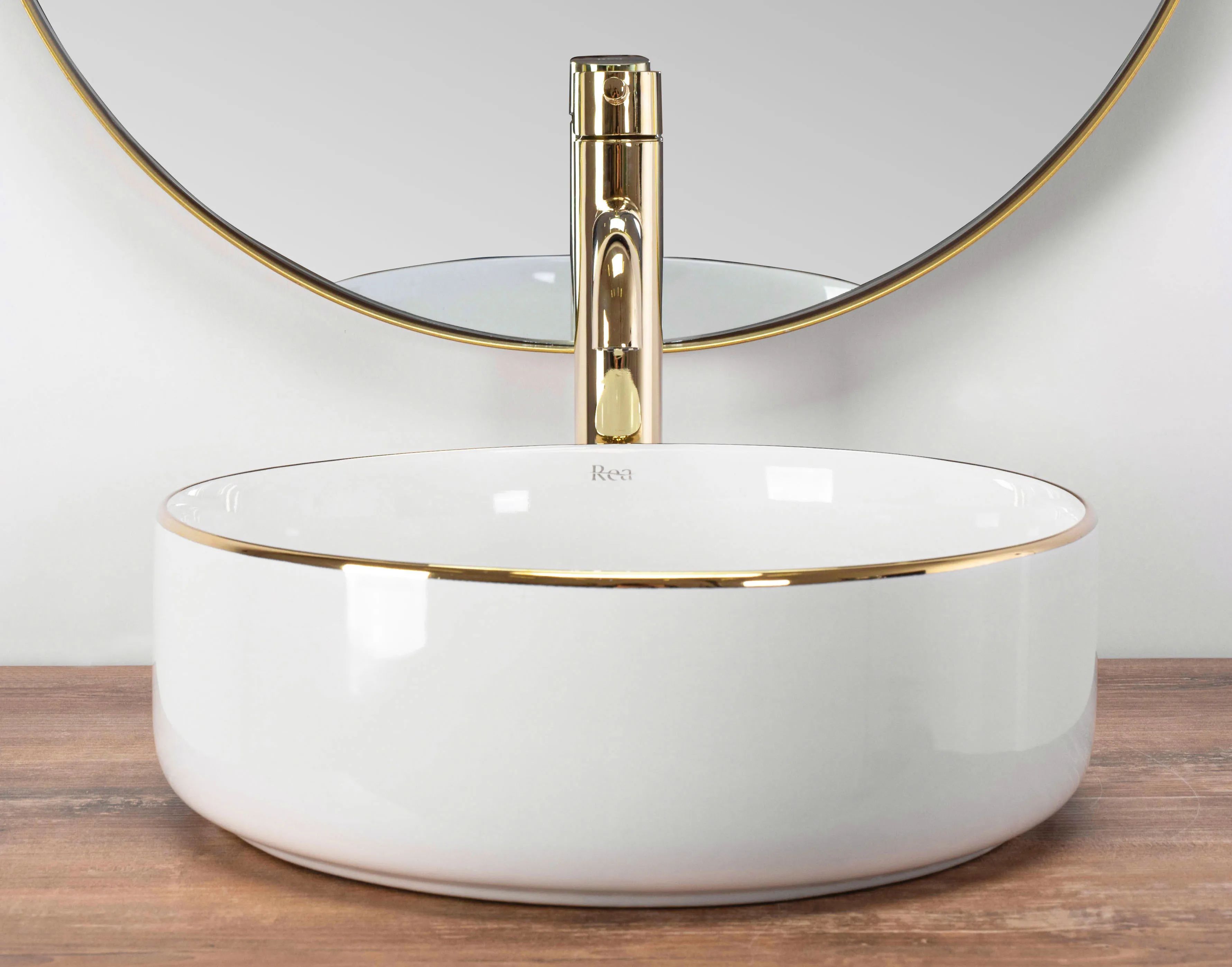 Умывальник Rea Sami White Gold Edge 36x36, REA-U6758