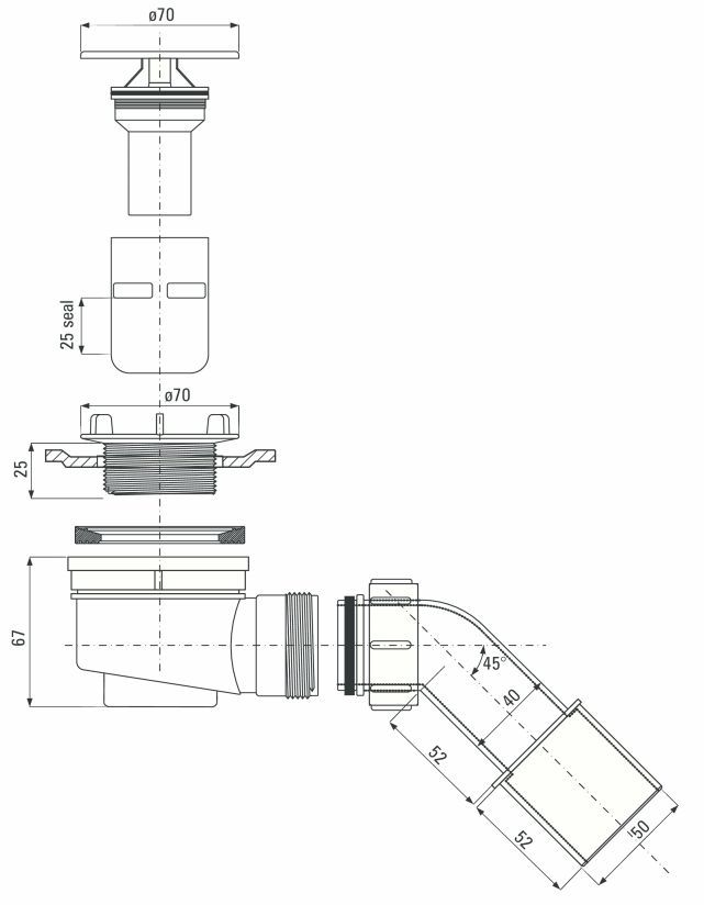 Сифон для поддона Deante Easy Clean 50, NHC_025C