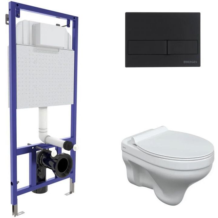 Комплект Berges Novum, кнопка L5 Soft Touch черный, унитаз Albit S, сиденье Top Slim, 042439