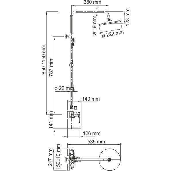 Душевой комплект со смесителем WasserKRAFT, A16601