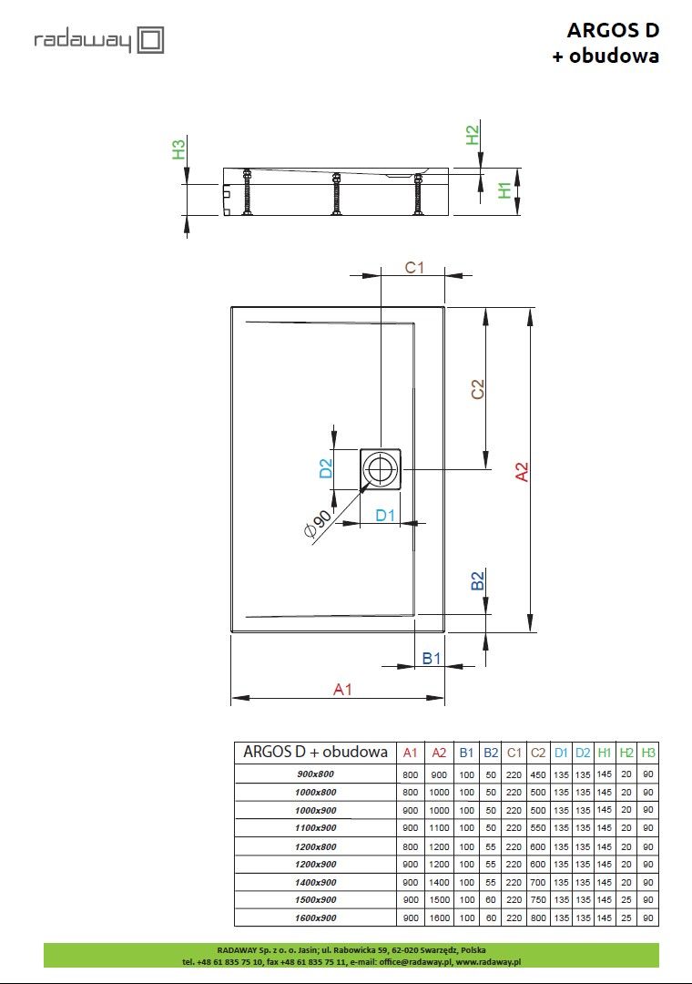 Душевой поддон Radaway Argos D с ножками