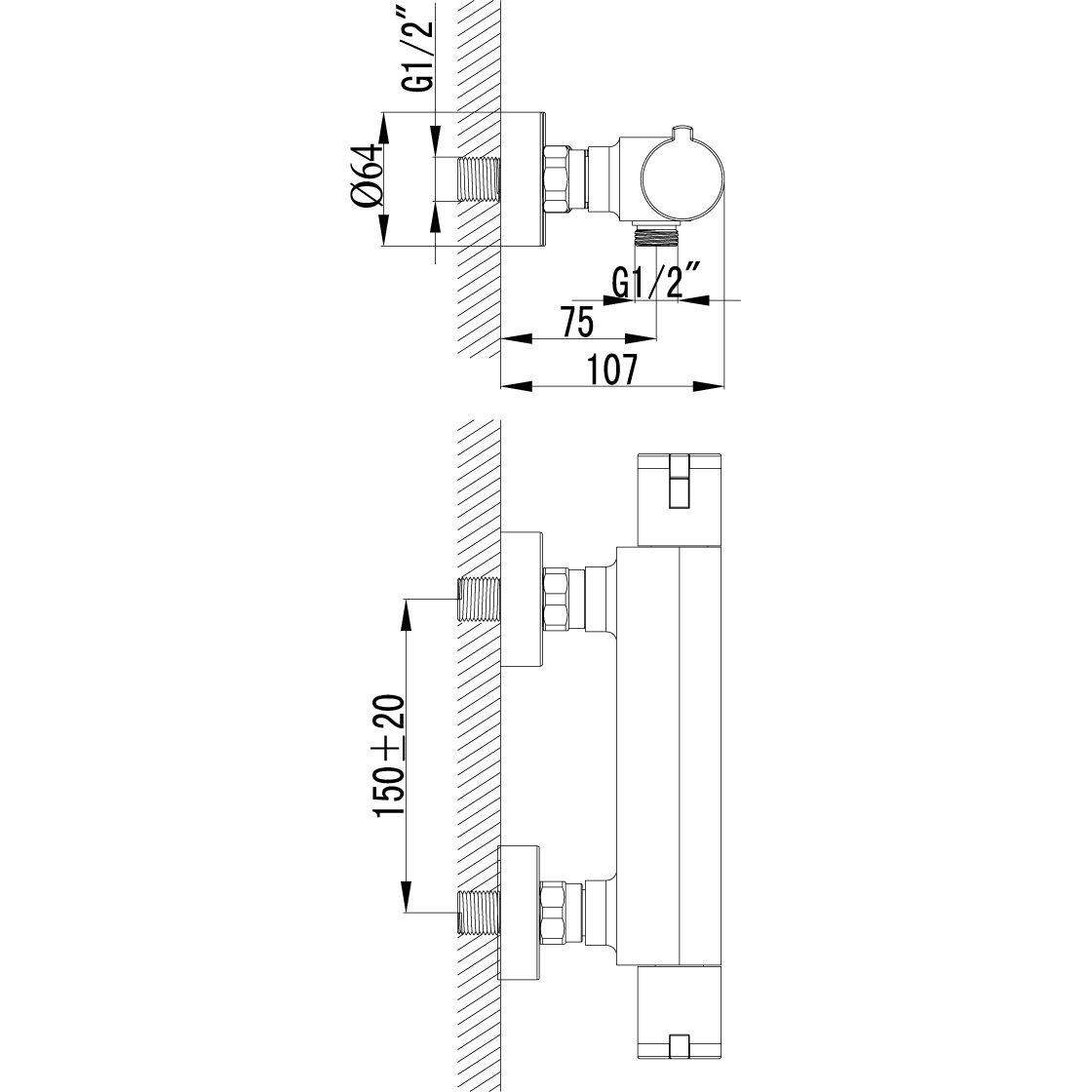 Смеситель для душа термостатический Lemark Yeti, LM7833C