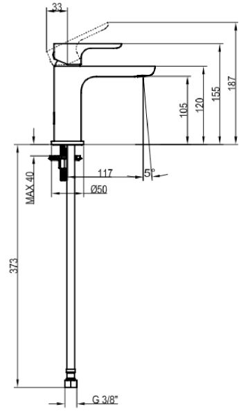 Смеситель для ванной Villeroy & Boch O.Novo, однорычажный, TVW10410311061