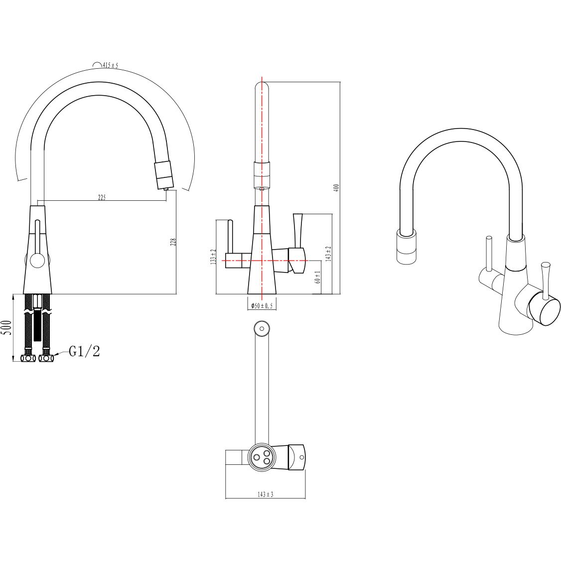 Смеситель для кухни с гибким изливом с подключением к фильтру питьевой воды Lemark Comfort, LM3075GM