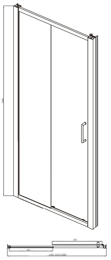 Душевая дверь в нишу Bravat Black Line 120, BD120.4101B