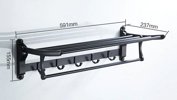 Полка откидная с крючками (черный) Ledeme L5524