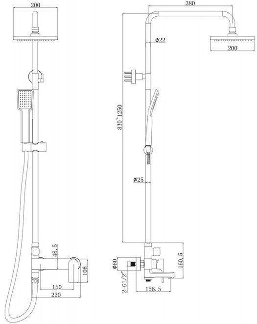 Душевая колонна со смесителем Bravat Real F6333367CP-A