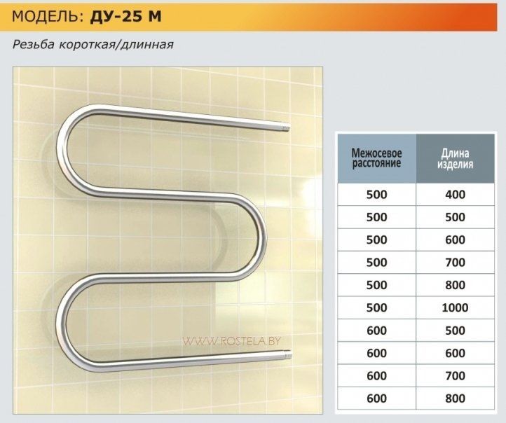 Полотенцесушитель Ростела М-образный