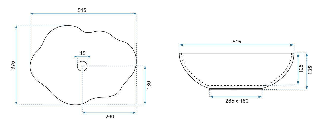 Умывальник Rea Pearl White 51.5x37.5, REA-U0265