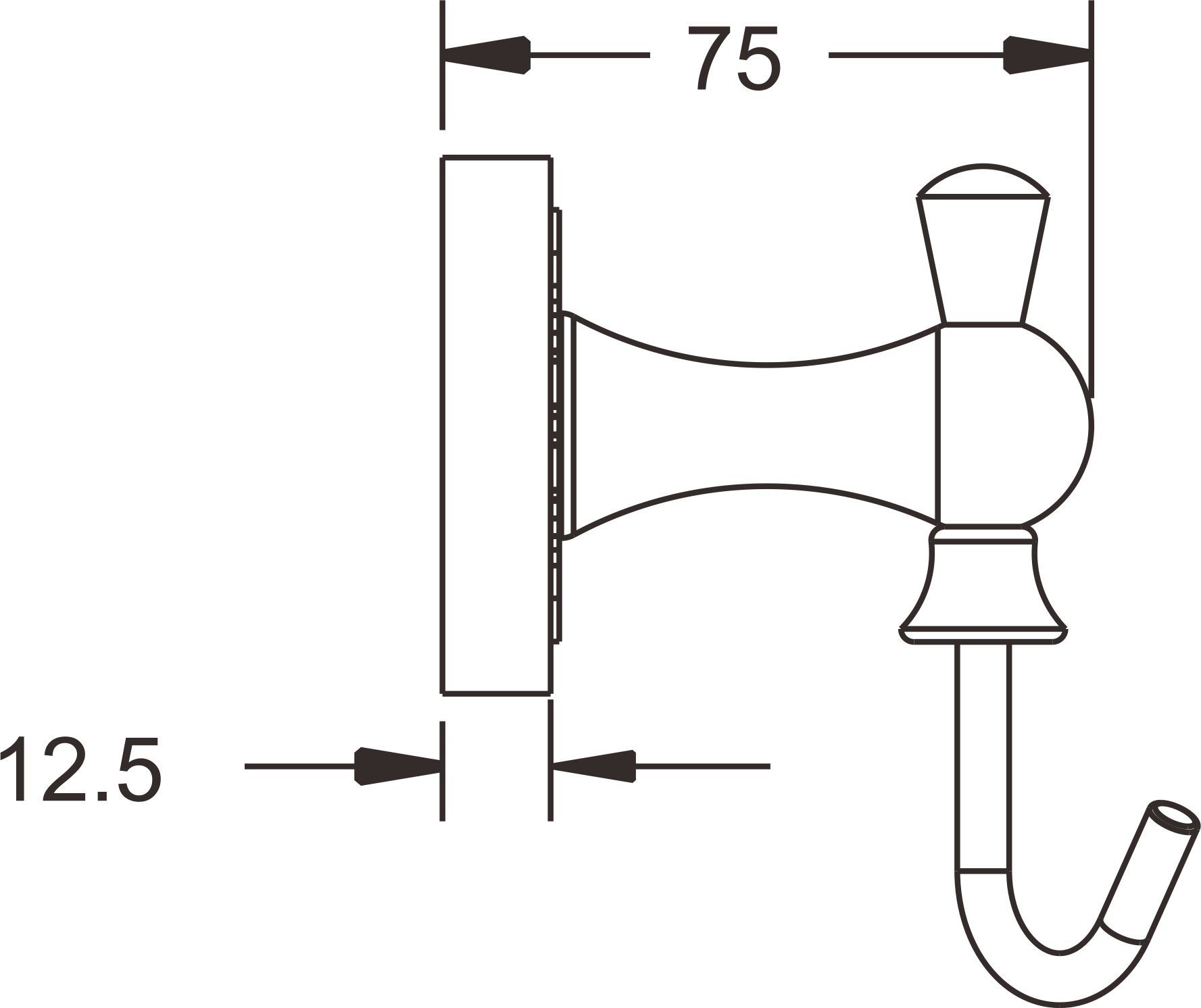 Крючок двойной Rose, RG1021Q