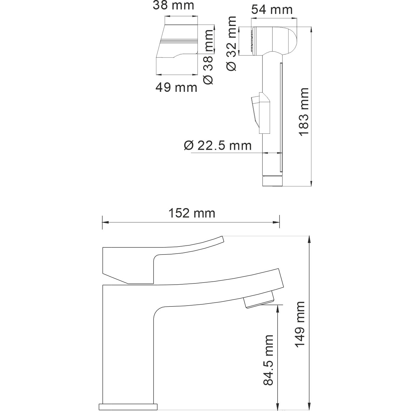 Смеситель для умывальника с гигиенической лейкой WasserKRAFT Aller, 1068