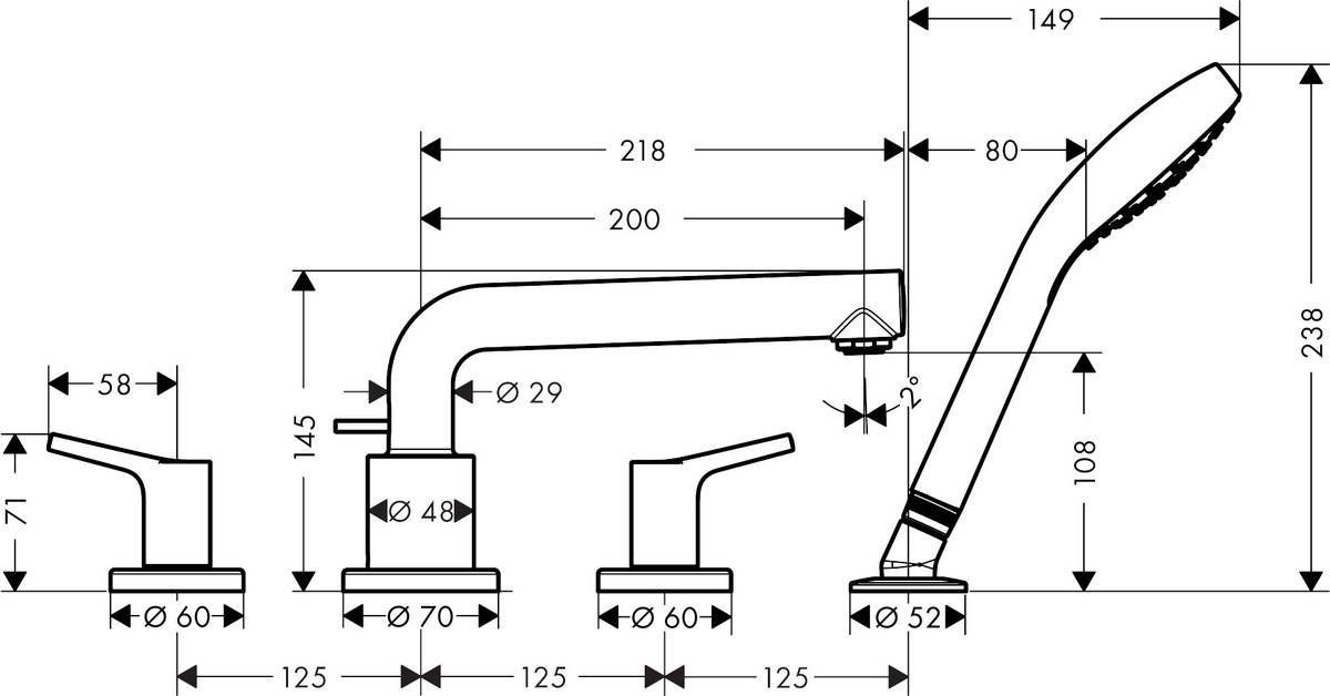 Врезной смеситель для ванны Hansgrohe Тalis S, 72419000