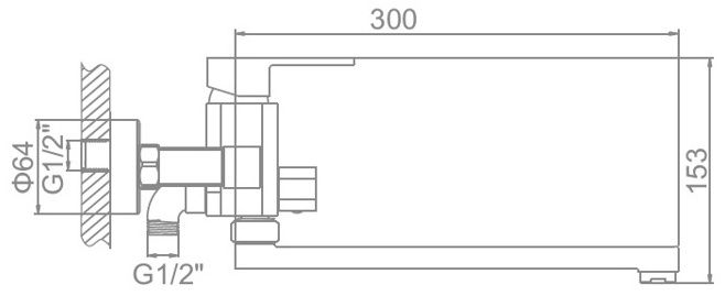 Смеситель для ванны черный Ledeme L2233B