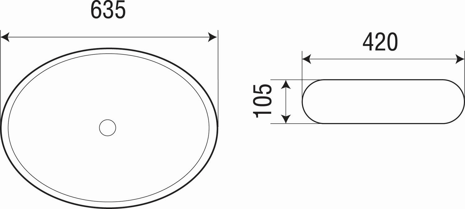 Раковина накладная WeltWasser ELBACH 3075 63.5x42