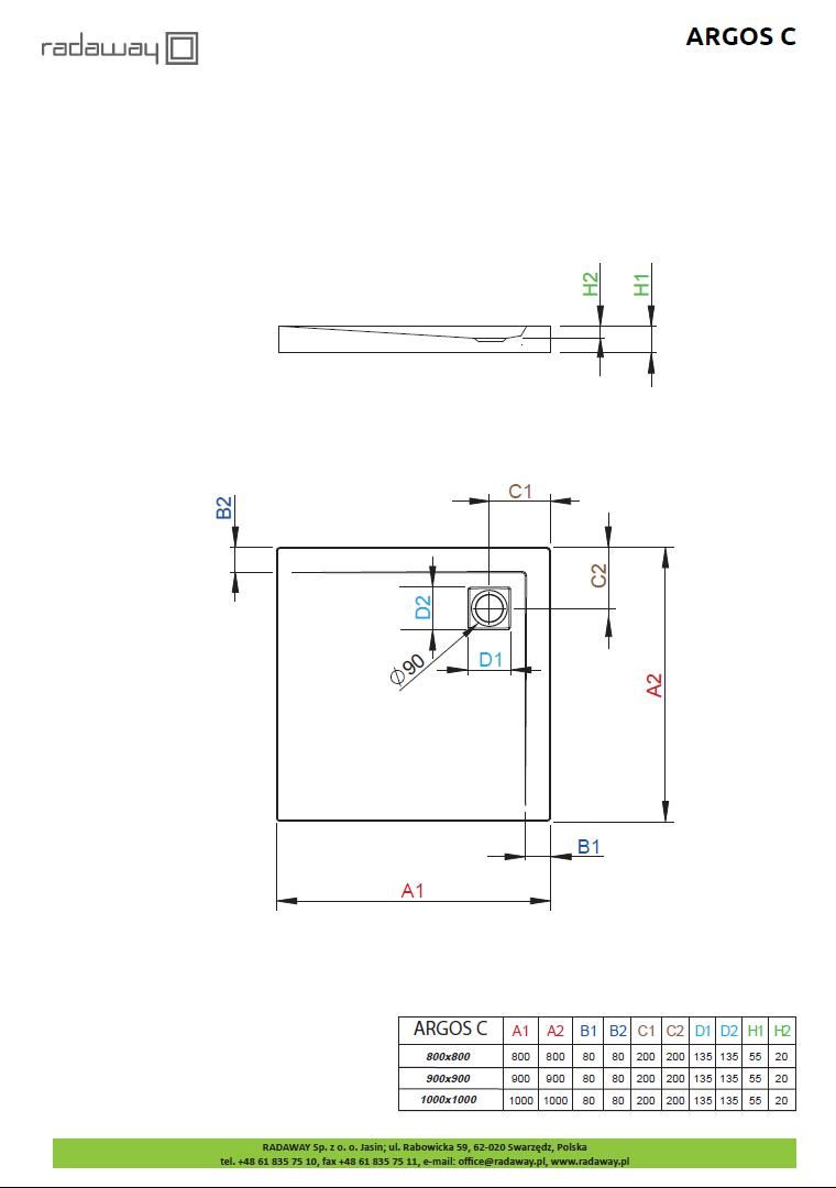 Душевой поддон Radaway Argos C