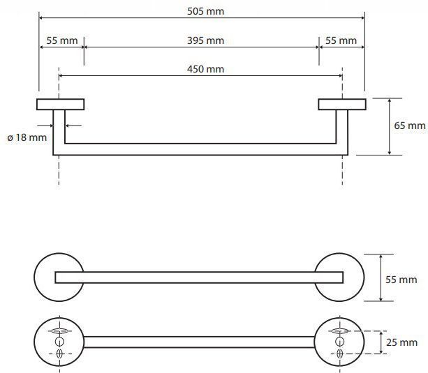 Полотенцедержатель 450 мм Bemeta Dark, 104204020
