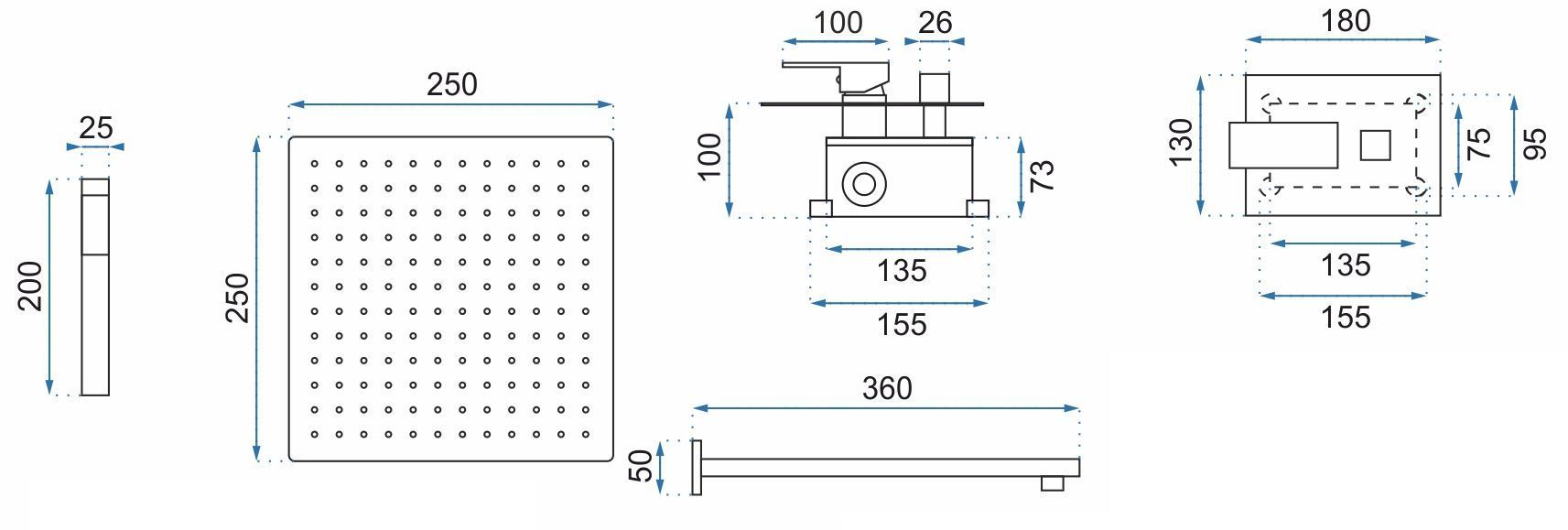 Душевая система Rea Bento L.Gold, REA-P4893