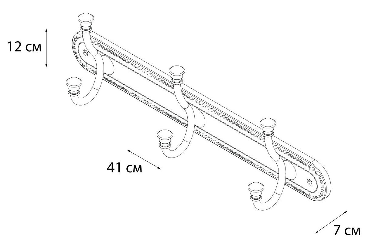 Планка 3 крючка Grampus Alfa, GR-9505-3