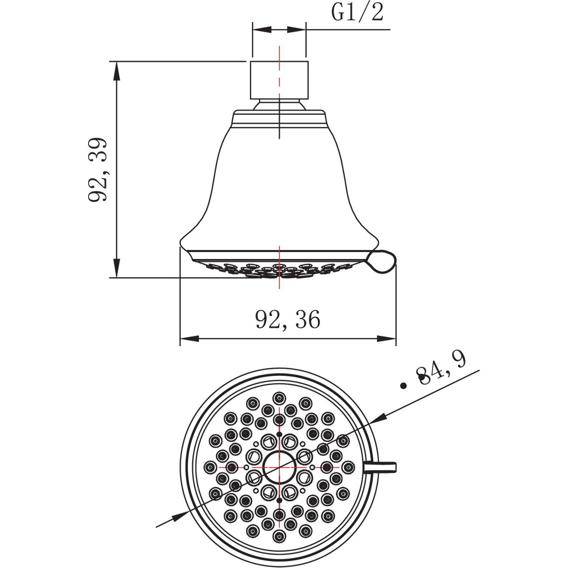 Лейка душевая верхняя круглая 3-функциональная d 85 мм Lemark, LM8043C