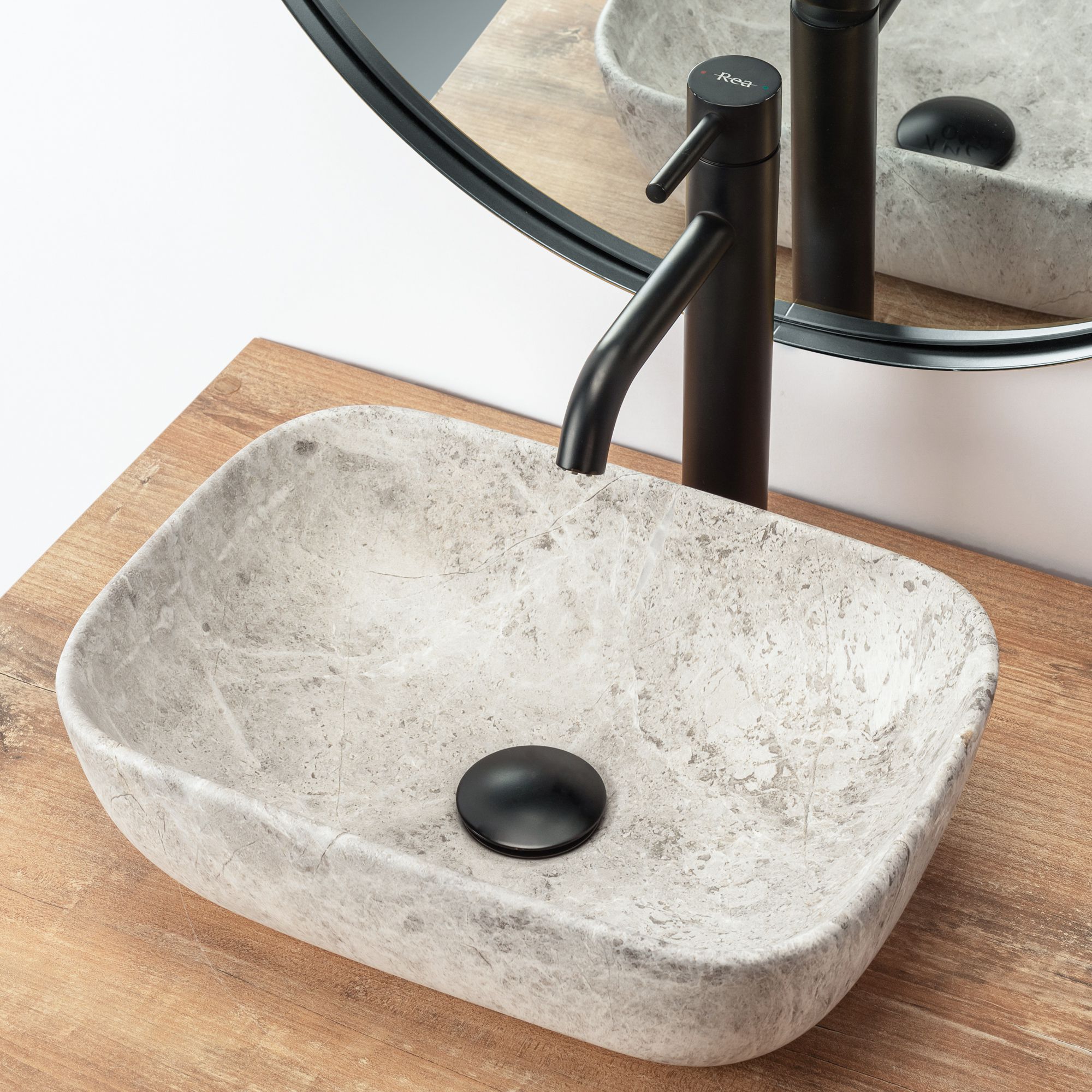 Умывальник Rea Camelia Light Stone 36x25, REA-U0362