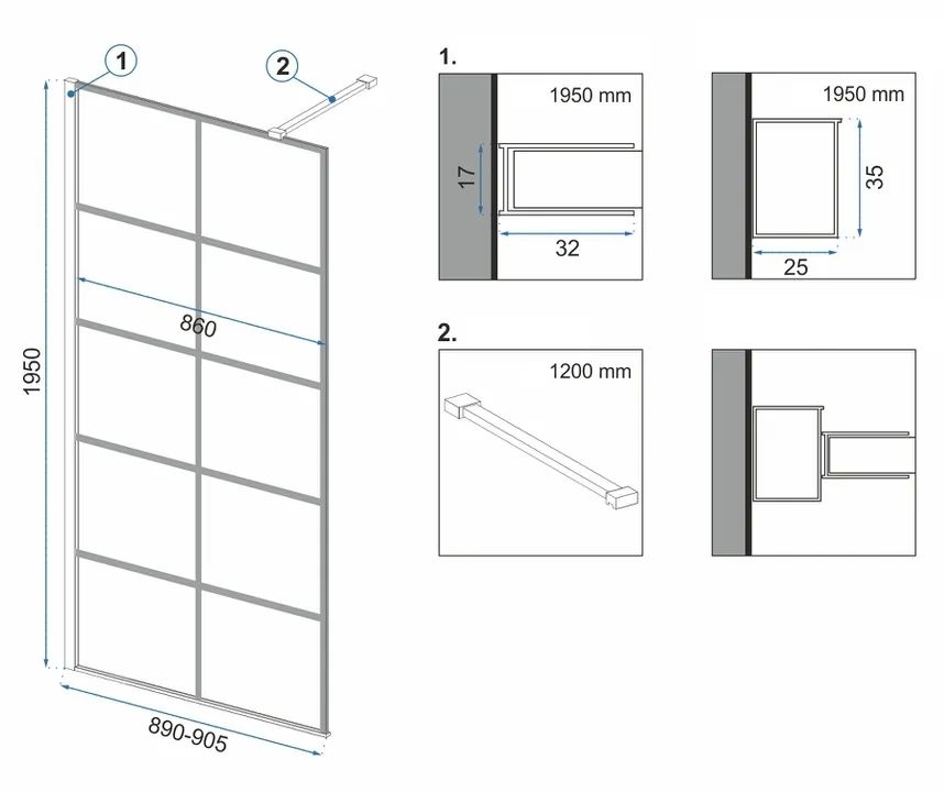 Душевая перегородка Rea Bler-1 90, REA-K7953