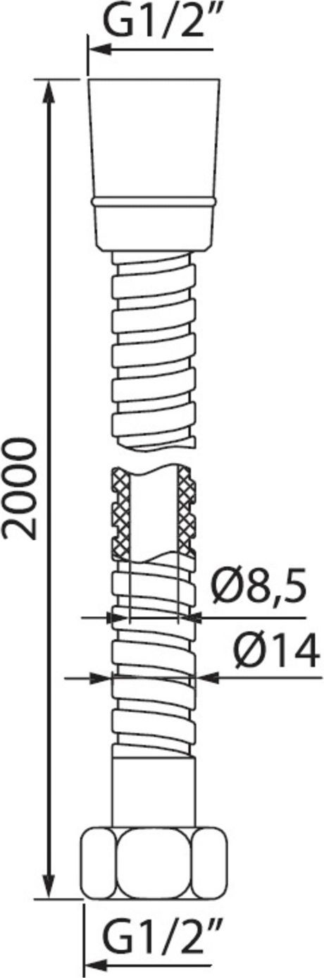 Шланг для душа, нержавеющая сталь, 2.0 м, Iddis, A50211 2.0