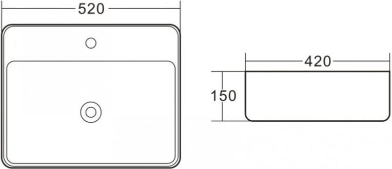Раковина керамическая накладная Belbagno 52x42, BB1367