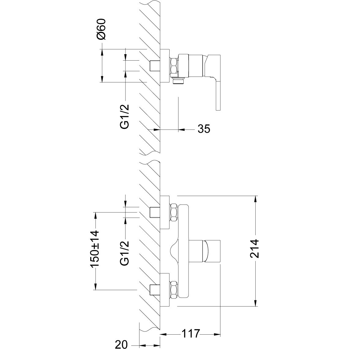 Смеситель для душа Lemark Aura, LM0603C