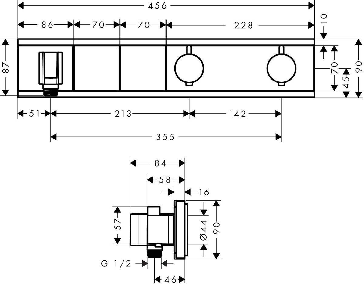 Термостат скрытого монтажа Hansgrohe RainSelect для 2 потребителей, 15355000