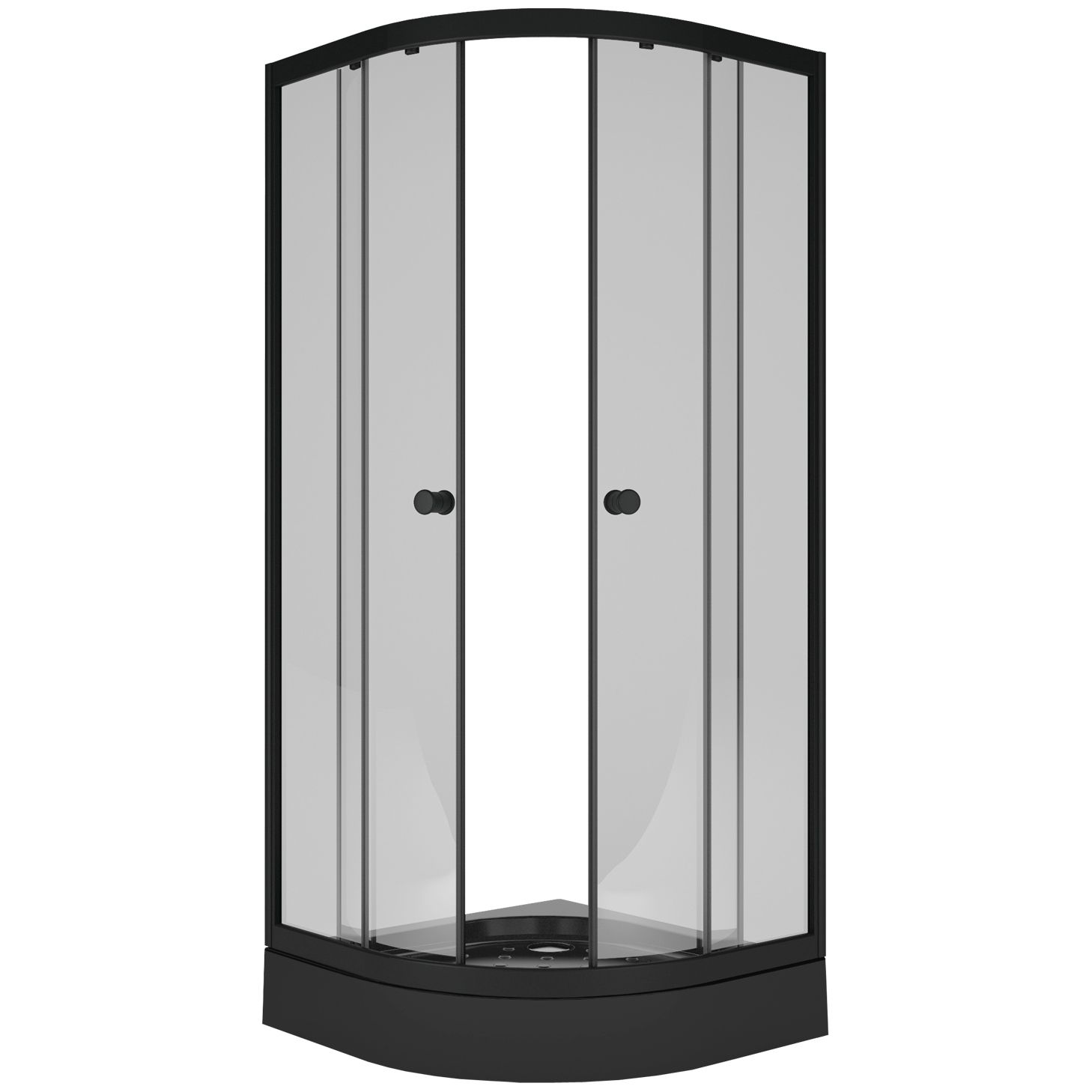 Полукруглый душевой уголок Метакам Universal Black (прозрачное стекло)