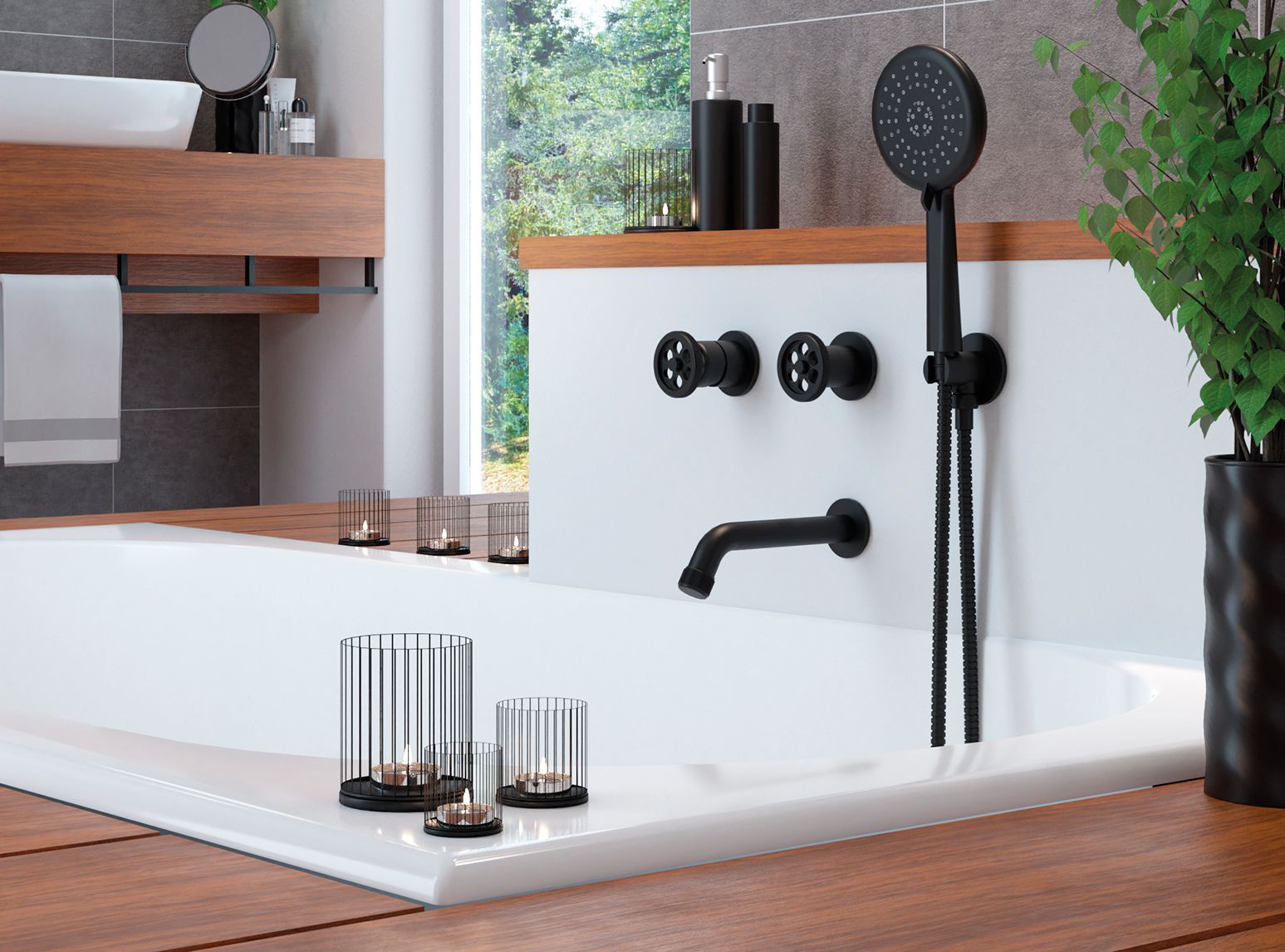 Душевая система Laveo Muro скрытого монтажа с изливом черный, BAU_711P