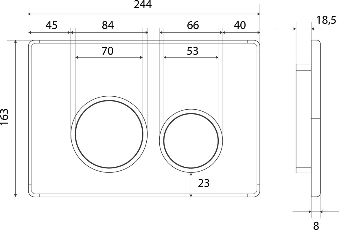 Клавиша смыва универсальная, матовый хром, Iddis Unifix 050, UNI50M0i77