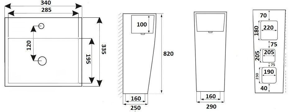 Раковина для ванной Ceramalux 33x33, NB147