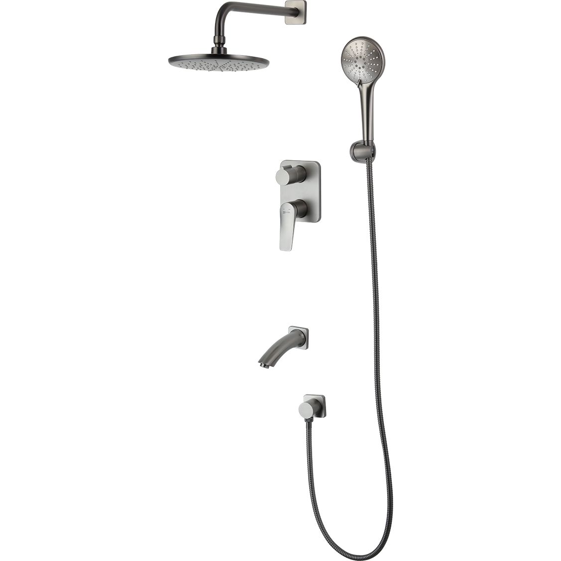 Смеситель для ванны и душа встраиваемый с дополнительной 3-функциональной лейкой Lemark Bronx, LM3722GM